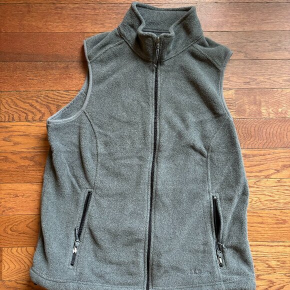 Gray L.L. Bean Zip Up Polartec fleece vest - Women's Large - Picture 1 of 3